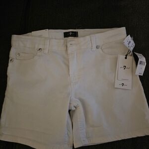 7 For All Mankind Cream Kids Shorts
